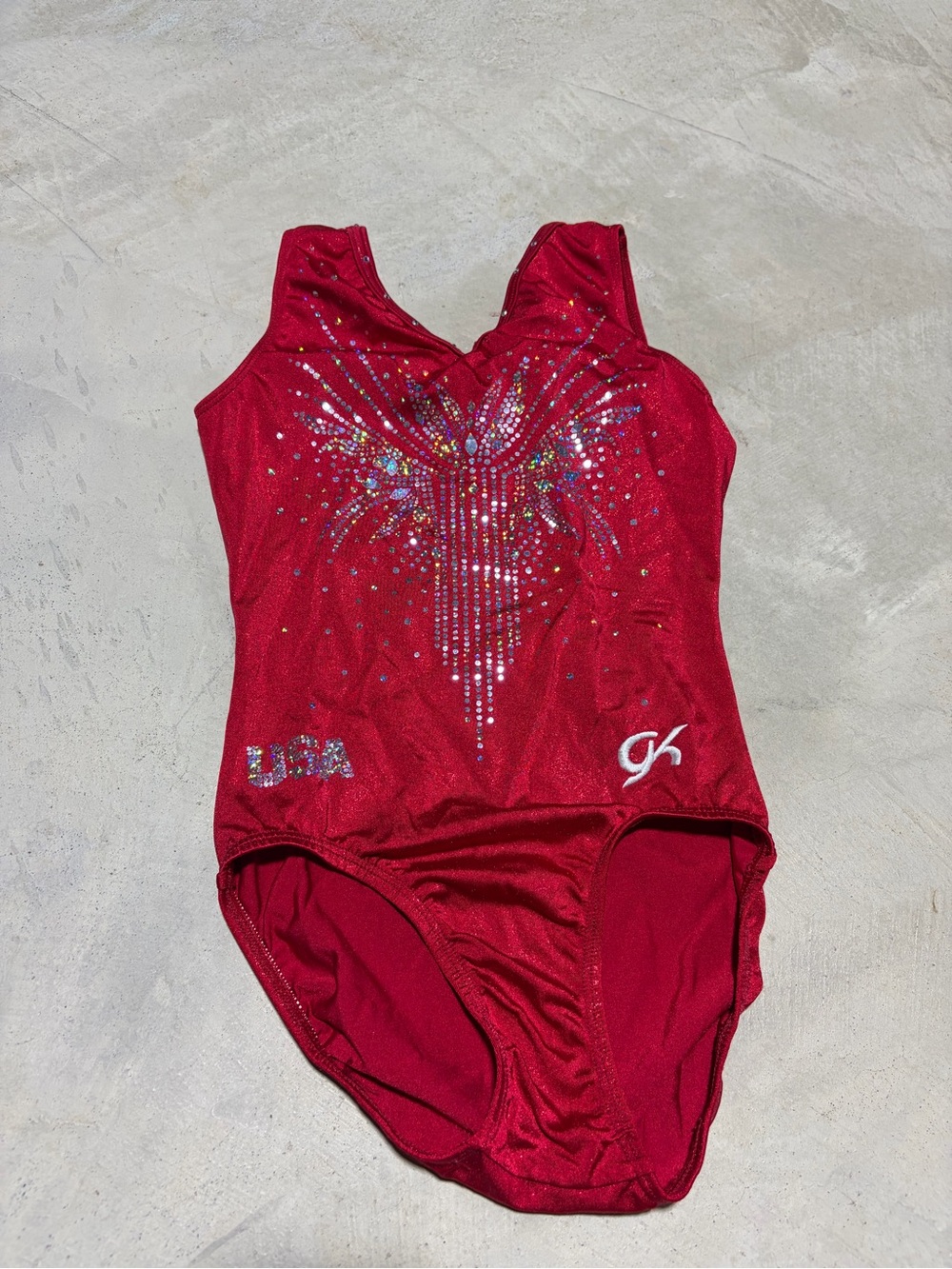 GK Red Gymnastics Leotard glitter adult small